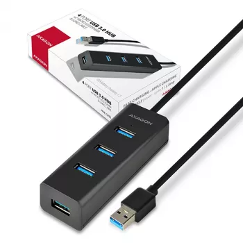 Axagon HUE-S2BL Hub de carga 4x USB 3.0 con cable de 1,2 m, alimentación por Micro-USB