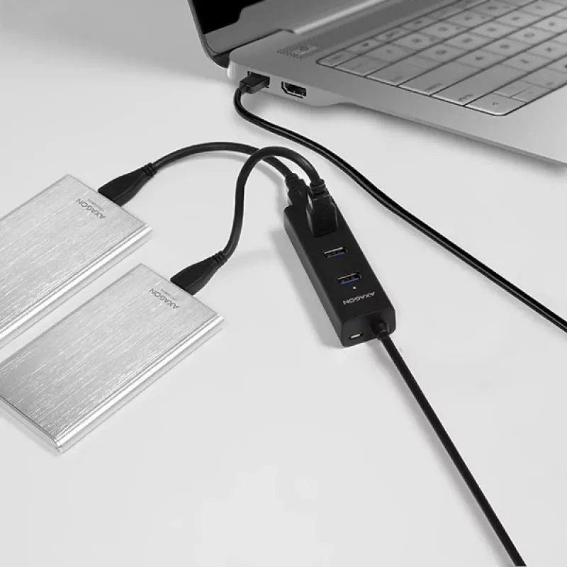 Axagon HUE-S2BL Hub de carga 4x USB 3.0 con cable de 1,2 m, alimentación por Micro-USB