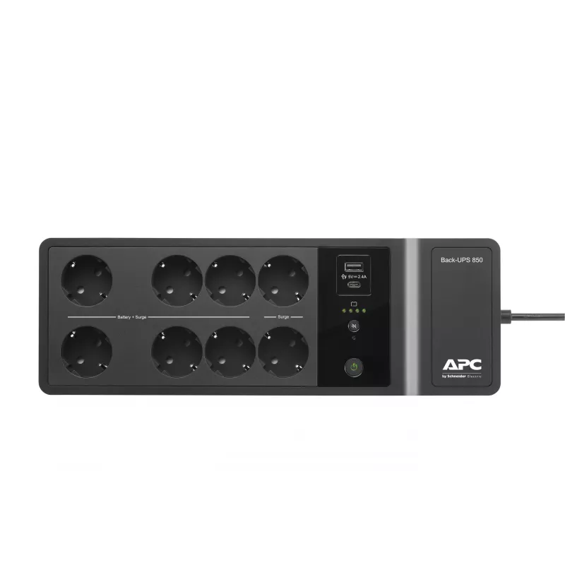 APC Back-UPS BE850G2-GR - Alimentación de emergencia 8 tomas, 850VA, 2 cargadores USB, 1 puerto de datos USB