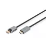 Cable DIGITUS DP a HDMI con LED 4K/30Hz, 2m carcasa de aluminio, dorado, compatible con 4K30Hz