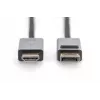 Cable DIGITUS DP a HDMI con LED 4K/30Hz, 2m carcasa de aluminio, dorado, compatible con 4K30Hz