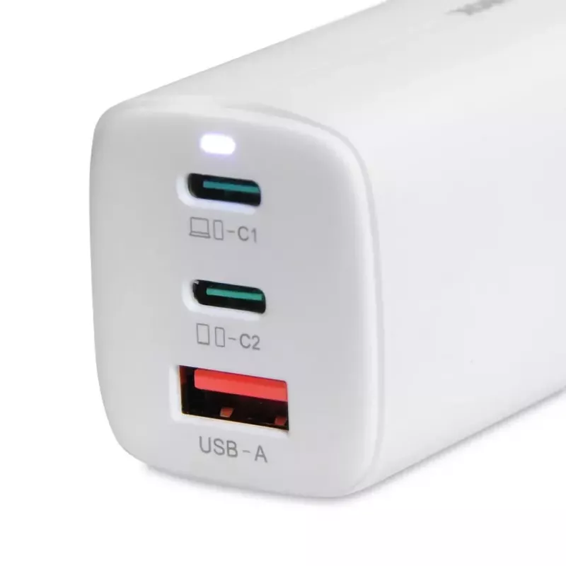 IBOX Cargador portátil ILUC65W, 65W, 2x USB-C + 1x USB-A, blanco, cable de 1,5 m