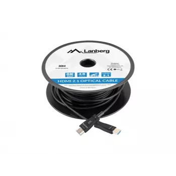 Cable HDMI LANBERG - M/m V2.1 Optical AOC - 30m negro