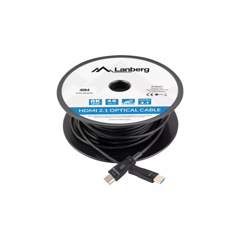 Cable HDMI LANBERG - macho/macho v2.1 Optical AOC - 40m negro