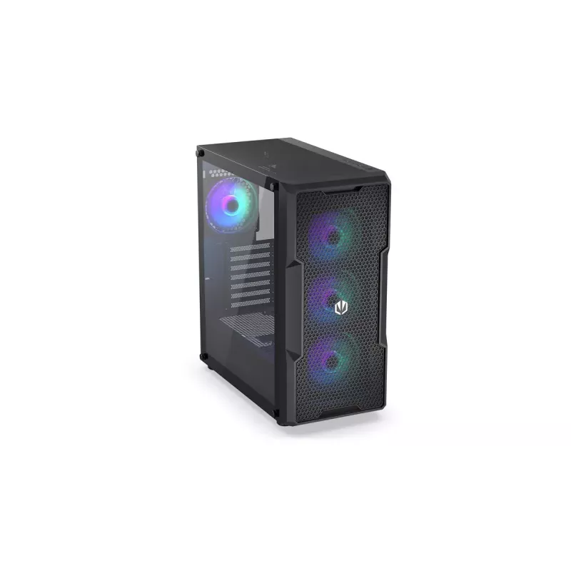 Caja PC ENDORFY Regnum 400 ARGB torre negra — ATX, cristal templado, ARGB, 3x120mm frontal, 1x120mm trasero, soporta GPU 37 cm