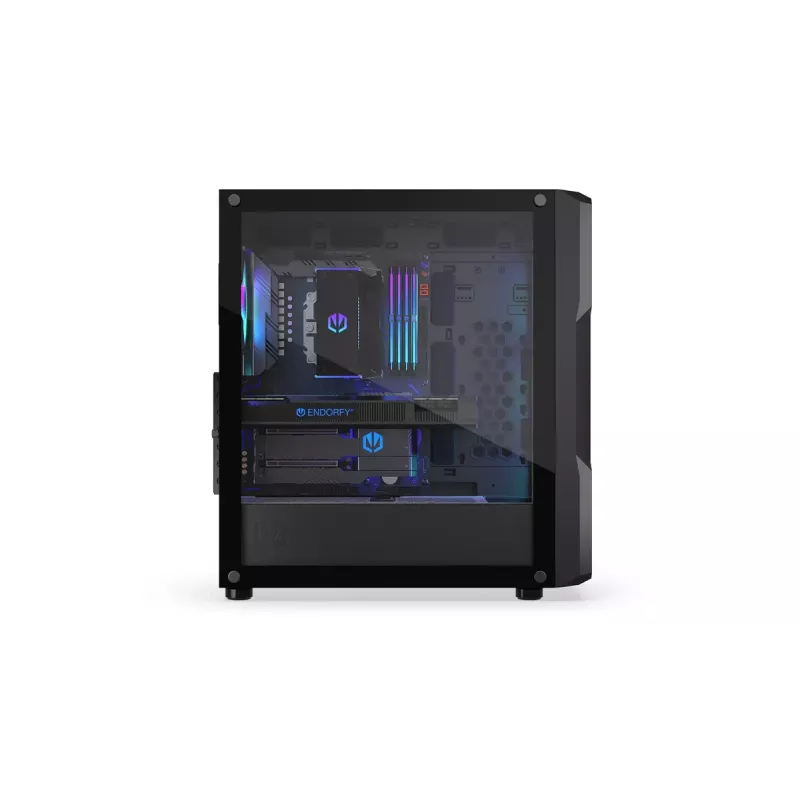 Caja PC ENDORFY Regnum 400 ARGB torre negra — ATX, cristal templado, ARGB, 3x120mm frontal, 1x120mm trasero, soporta GPU 37 cm
