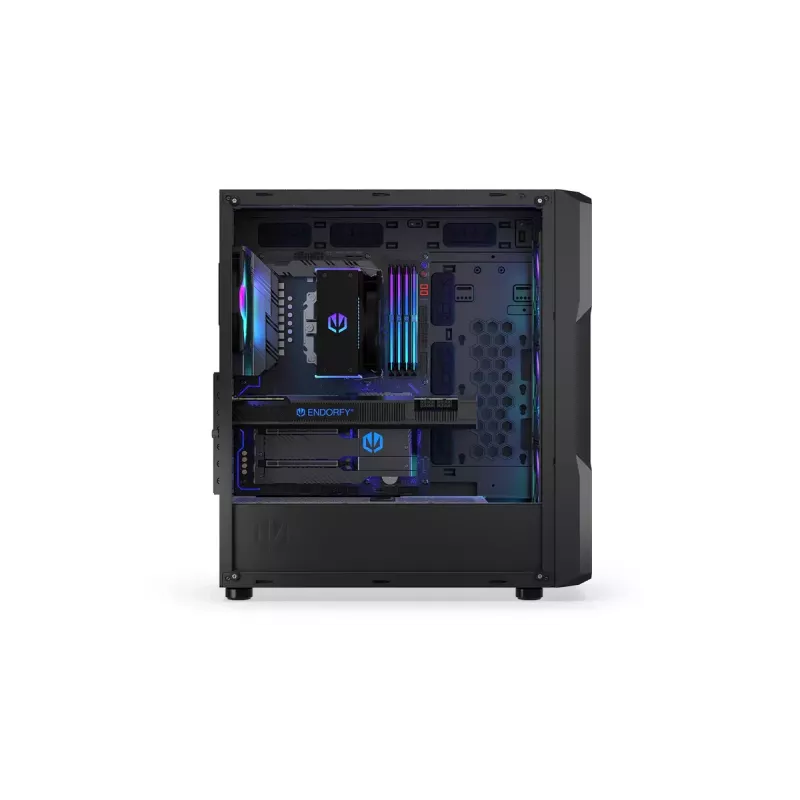 Caja PC ENDORFY Regnum 400 ARGB torre negra — ATX, cristal templado, ARGB, 3x120mm frontal, 1x120mm trasero, soporta GPU 37 cm