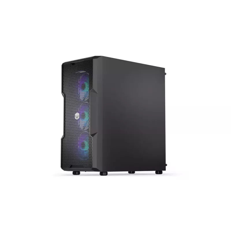 Caja PC ENDORFY Regnum 400 ARGB torre negra — ATX, cristal templado, ARGB, 3x120mm frontal, 1x120mm trasero, soporta GPU 37 cm