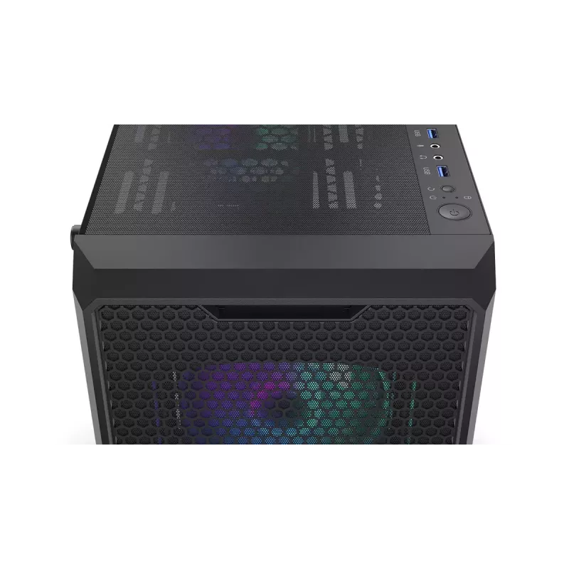 Caja PC ENDORFY Regnum 400 ARGB torre negra — ATX, cristal templado, ARGB, 3x120mm frontal, 1x120mm trasero, soporta GPU 37 cm