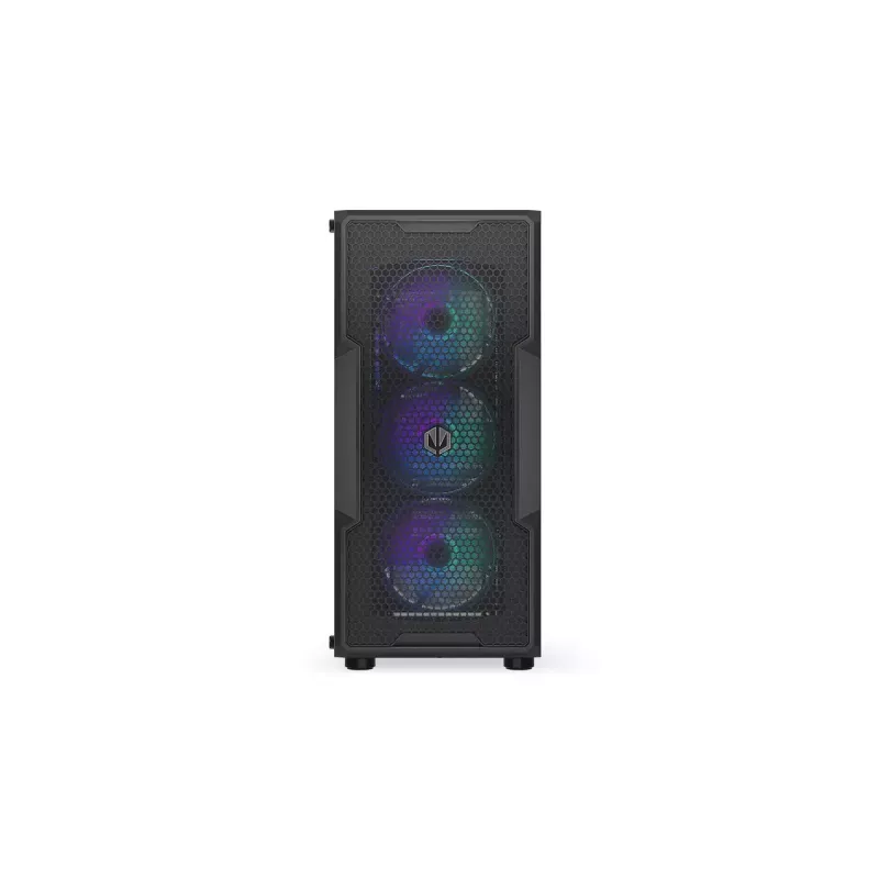 Caja PC ENDORFY Regnum 400 ARGB torre negra — ATX, cristal templado, ARGB, 3x120mm frontal, 1x120mm trasero, soporta GPU 37 cm