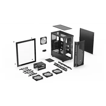 Caja PC ENDORFY Signum 300 ARGB torre negra — ATX, cristal templado, iluminación ARGB, soporta GPU 350 mm, altura de ventilador de CPU 161 mm