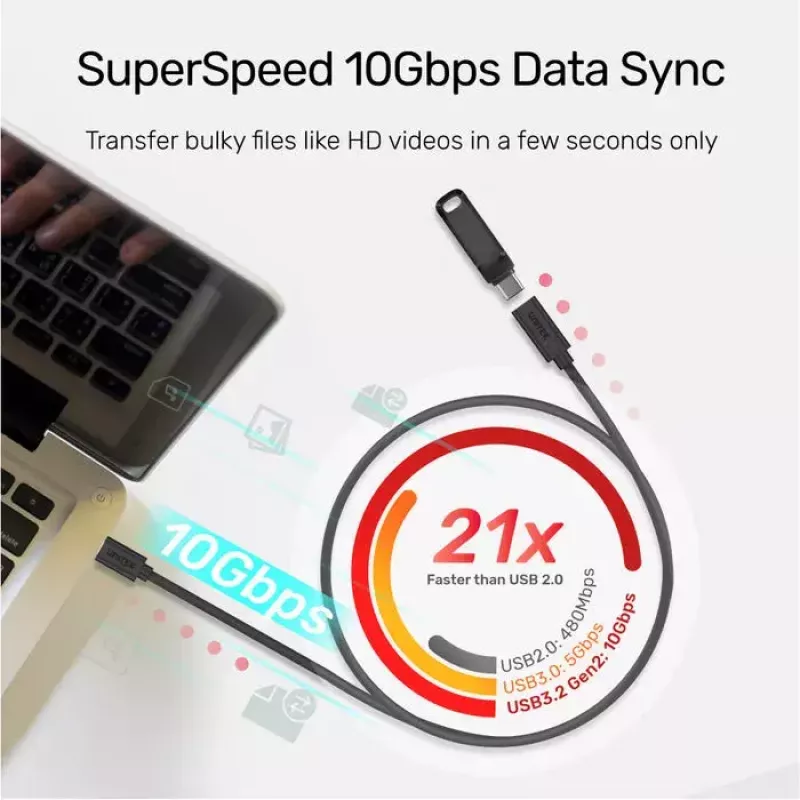 Unitek C14086BK-1.5M cable alargador USB-C (M/H), 10 Gbps, 4K, PD 100 W, 1,5 m, negro