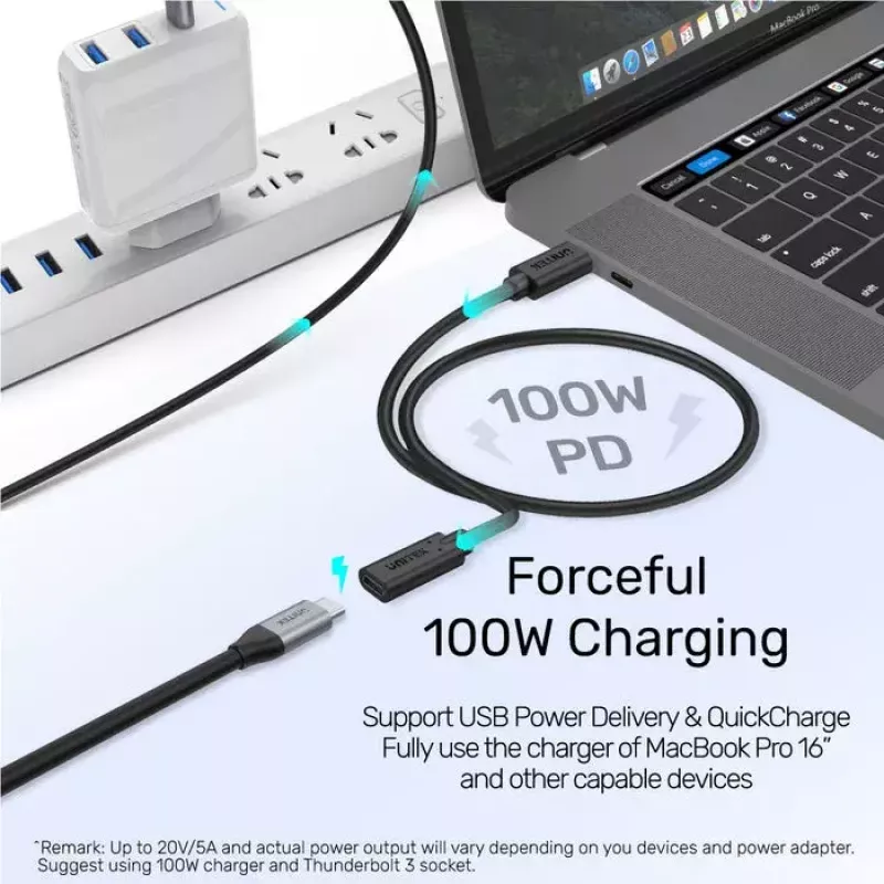 Unitek C14086BK-1.5M cable alargador USB-C (M/H), 10 Gbps, 4K, PD 100 W, 1,5 m, negro