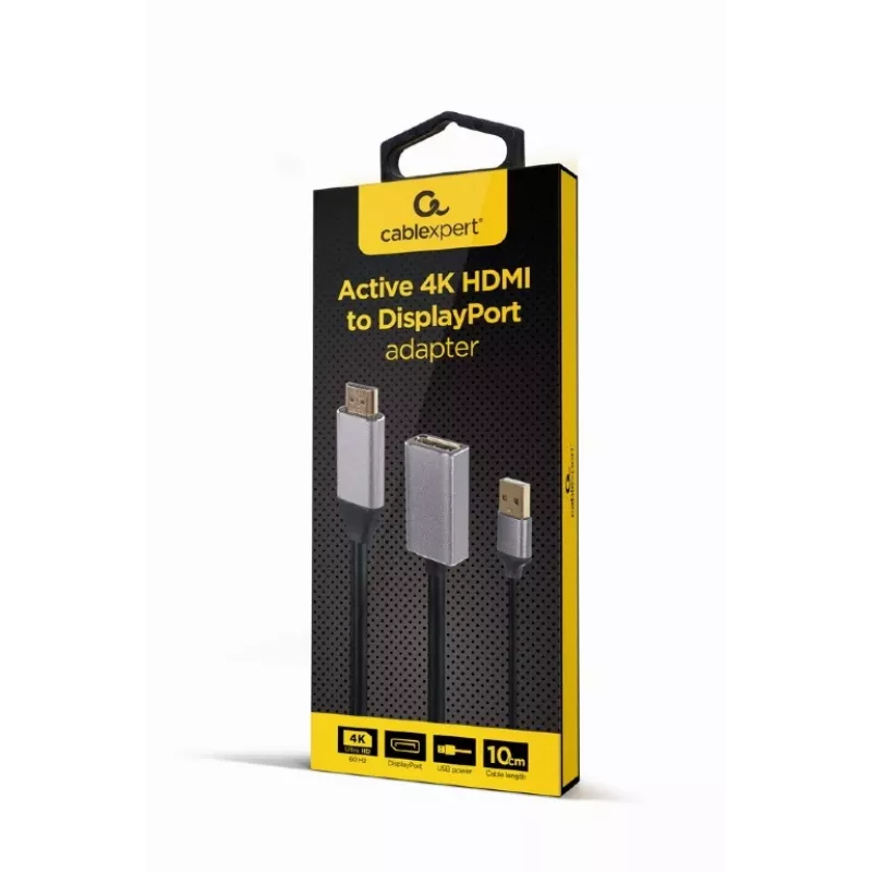 GEMBIRD Adaptador activo 4K HDMI macho a DisplayPort hembra, negro