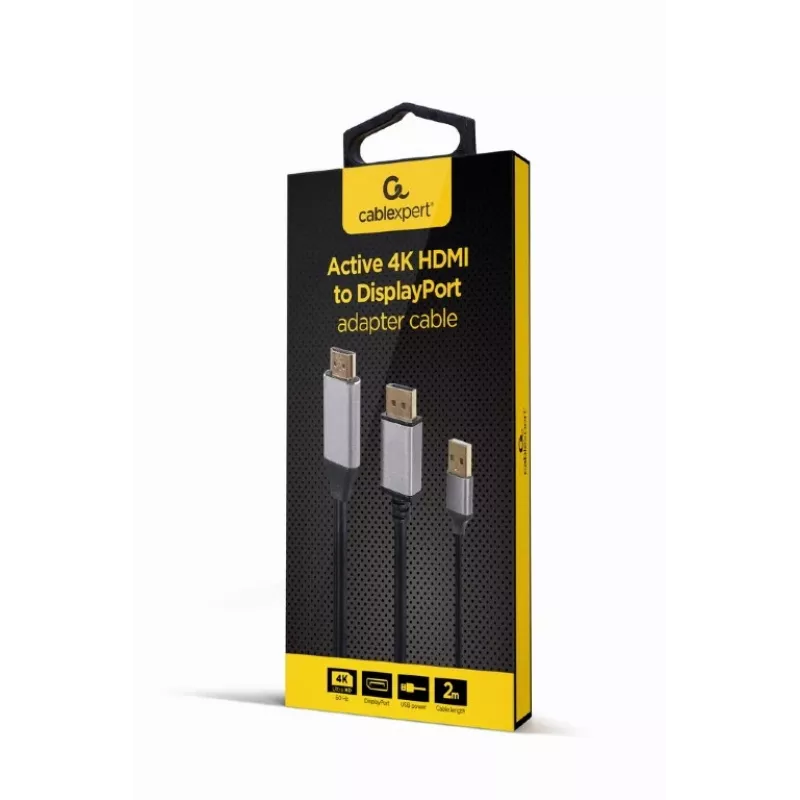 GEMBIRD Cable adaptador activo 4K HDMI macho a DisplayPort macho, 2 m – negro