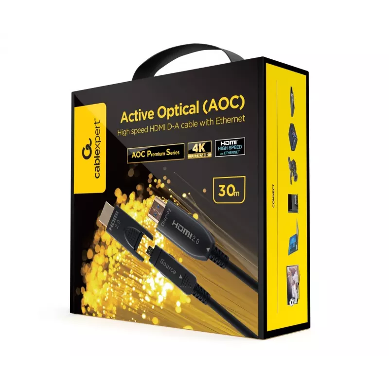 GEMBIRD Cable AOC High-Speed-HDMI-D-A con Ethernet «AOC Premium Series», 30 m