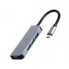 Gembird UHB-U3P1U2P3-01 hub USB-C, plateado