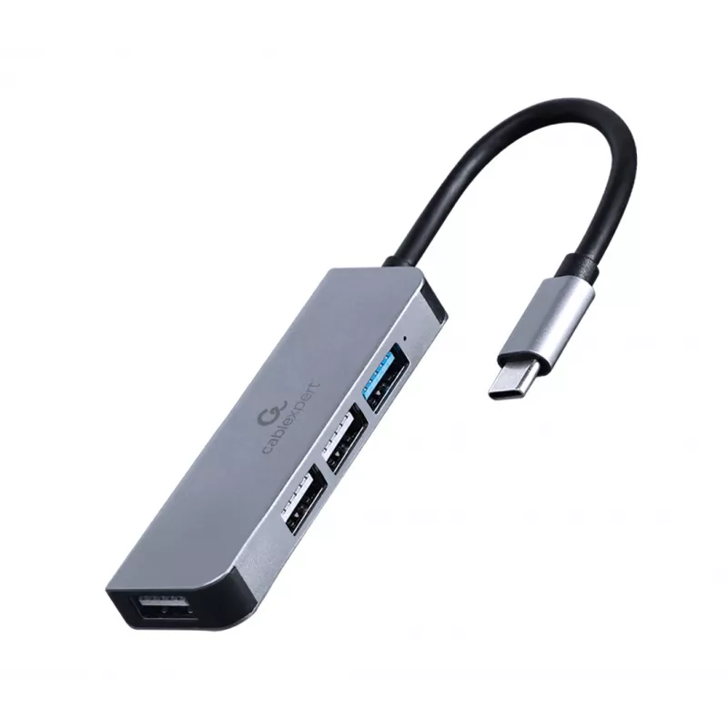 Gembird UHB-U3P1U2P3-01 hub USB-C, plateado