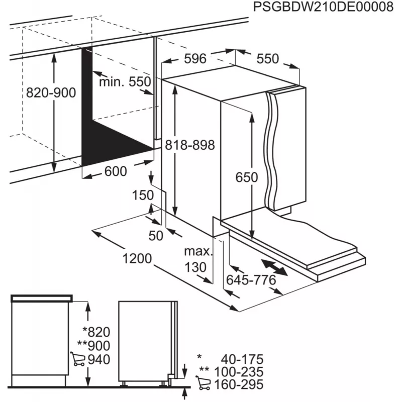 Lavavajillas de empotrar Electrolux EEA17200L — 13 cubiertos, 49 dB, tamaño completo 60 cm