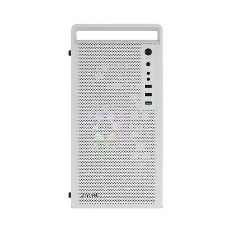 Caja de PC AEROCOOL PGS CS-109-G-WT-v1 mini torre SPCC blanca — microATX, hasta 26 cm GPU, FRGB, frontal de malla
