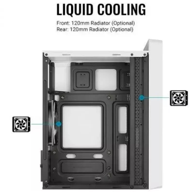 Caja de PC AEROCOOL PGS CS-109-G-WT-v1 mini torre SPCC blanca — microATX, hasta 26 cm GPU, FRGB, frontal de malla