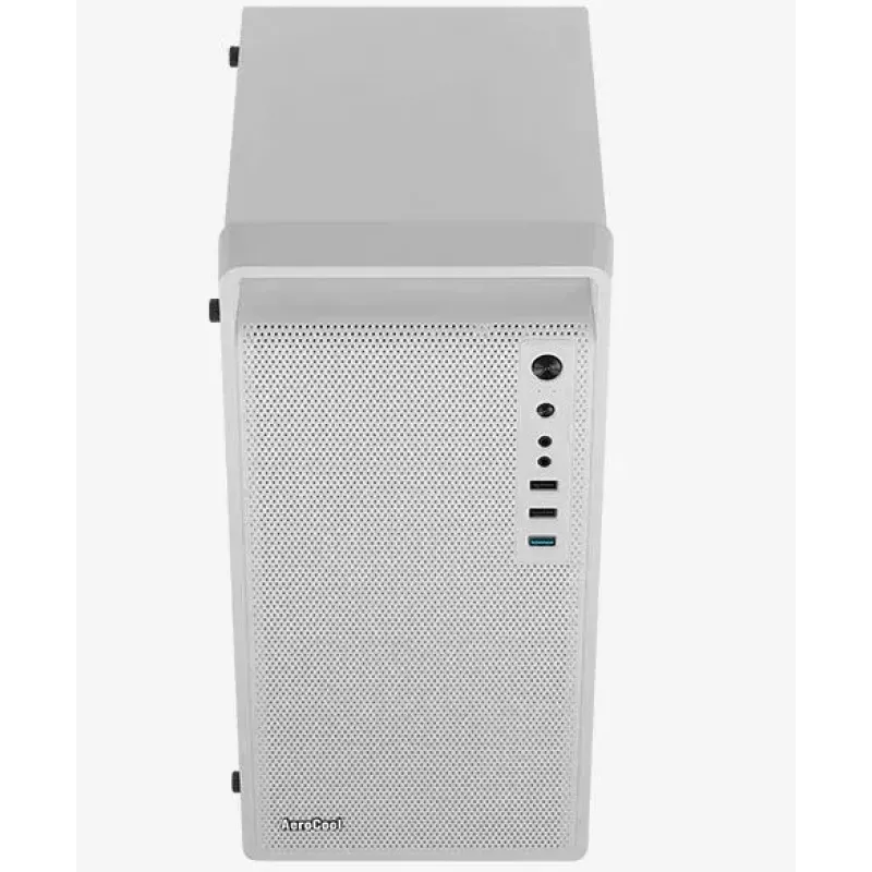 Caja de PC AEROCOOL PGS CS-109-G-WT-v1 mini torre SPCC blanca — microATX, hasta 26 cm GPU, FRGB, frontal de malla