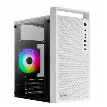 Caja de PC AEROCOOL PGS CS-109-G-WT-v1 mini torre SPCC blanca — microATX, hasta 26 cm GPU, FRGB, frontal de malla