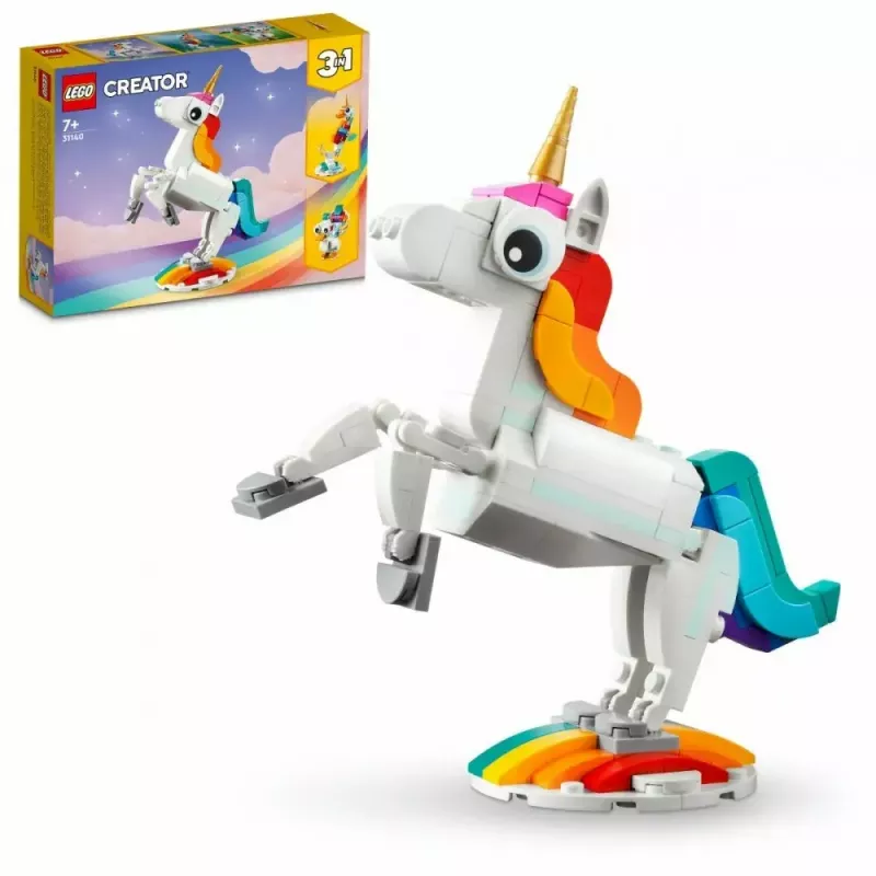 Juguete de construcción LEGO Creator 3en1 31140 unicornio mágico, 145 piezas, 130 mm de altura, edad 7+