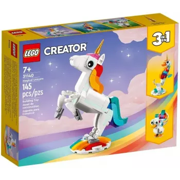 Juguete de construcción LEGO Creator 3en1 31140 unicornio mágico, 145 piezas, 130 mm de altura, edad 7+