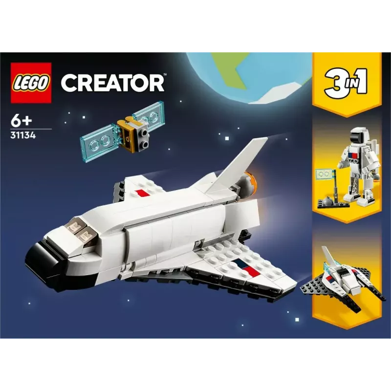 LEGO Creator 3en1 set de construcción transbordador espacial 31134 — 144 piezas, para niños a partir de 6 años, 160×120×60 mm