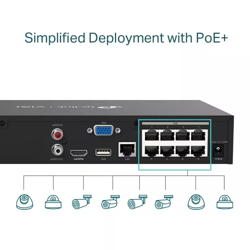 Grabador de vídeo en red PoE+ de 8 canales TP-Link VIGI