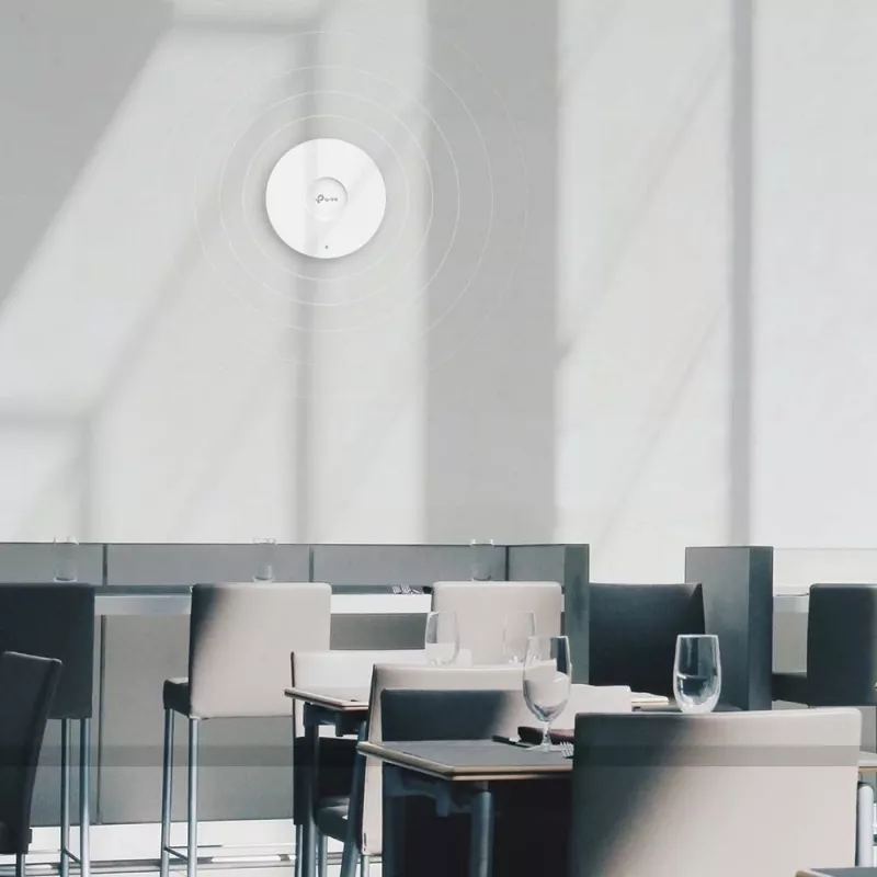 Punto de acceso TP-Link Omada AX1800 de montaje en techo WiFi 6, 2,4 GHz, 5 GHz, 1775 Mbit/s, HTTPS, SNMP, SNMPv2, SNMPv3, WPA, WPA2, WPA3, 100,1000 Mbit/s