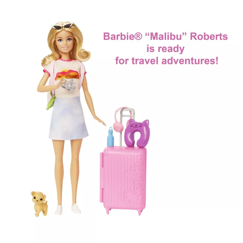 Muñeca y accesorios Barbie Dreamhouse Adventures, set de viaje 