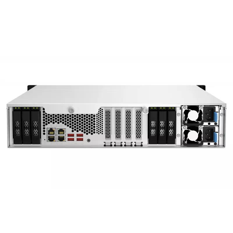 NAS QNAP TS-H1887XU-RP en rack (2U) Intel Xeon E E-2336 32 GB DDR4 0 TB QuTS hero Black, blanco