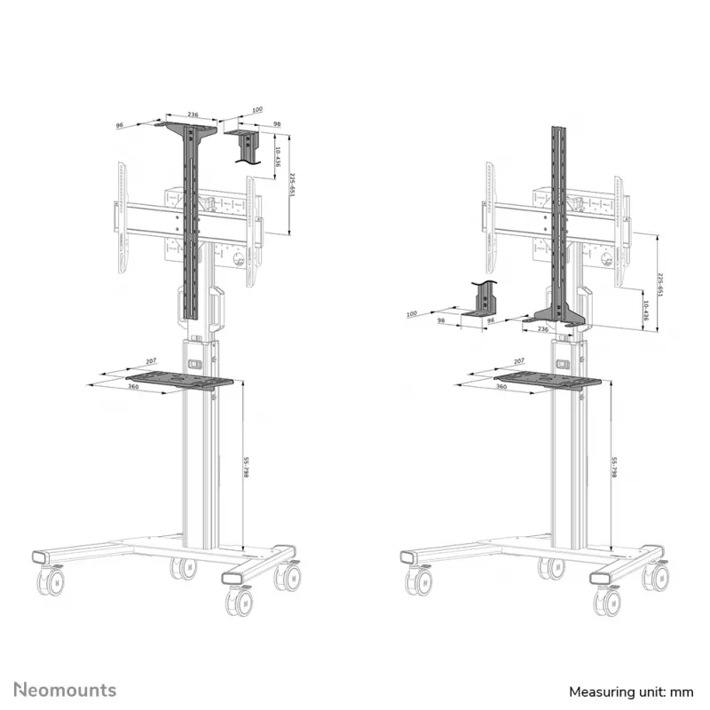 Neomounts Select AFLS-825BL1 kit de vídeo y multimedia (estante para cámara, estante AV, adaptador Logitech Rally Bar (Mini)) para FL50S-825BL1, máx. 9 kg, acero, negro
