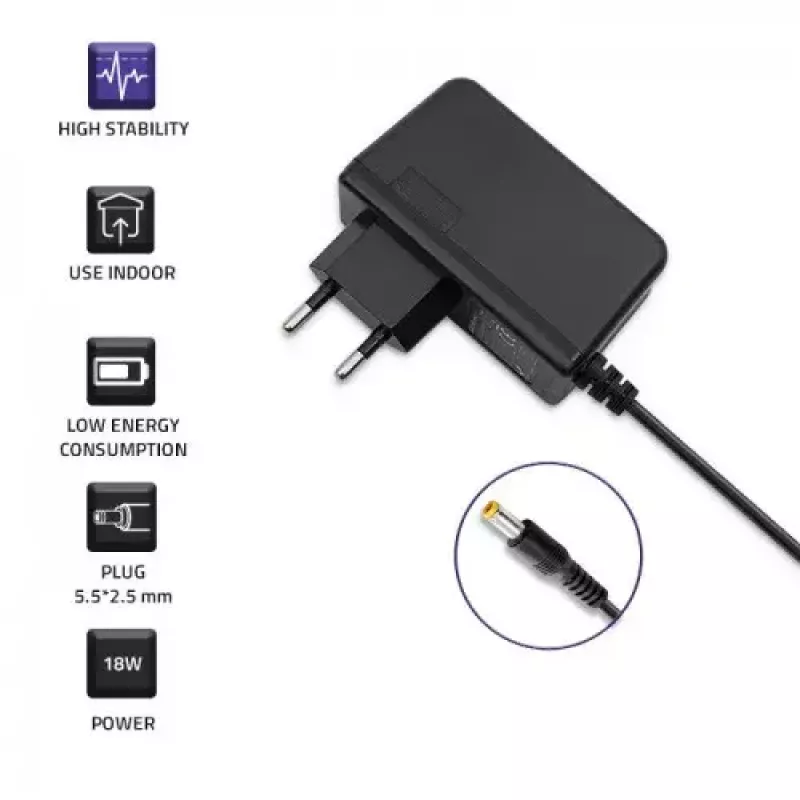 Fuente de alimentación para interiores Qoltec 51028 18W negra 220-240V