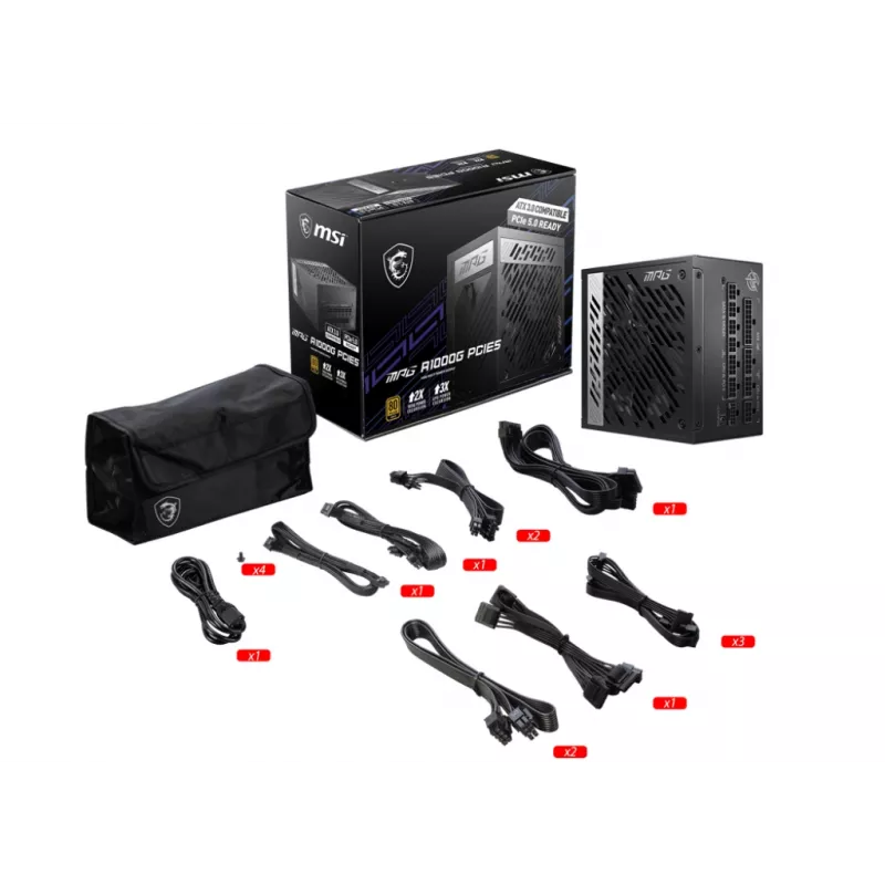 Fuente de alimentación MSI MPG A1000G PCIE5 1000 W 20+4 pin ATX ATX negra