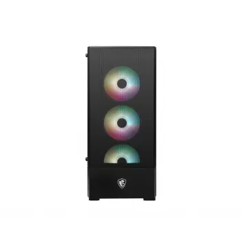 Caja de PC MSI MAG FORGE 112R semitorre negra con cristal templado, 3 ventiladores frontales de 120mm, compatibilidad ATX/Micro-ATX/Mini-ITX