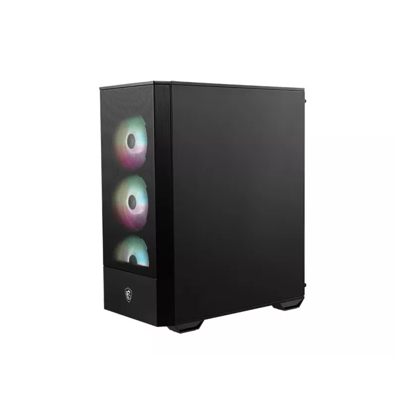 Caja de PC MSI MAG FORGE 112R semitorre negra con cristal templado, 3 ventiladores frontales de 120mm, compatibilidad ATX/Micro-ATX/Mini-ITX