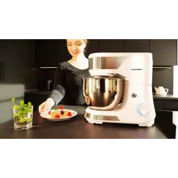 Batidora de vaso BLAUPUNKT SMM501 — bol de acero inoxidable de 5 l, 1000 W, cabezal basculante, mando giratorio, blanca