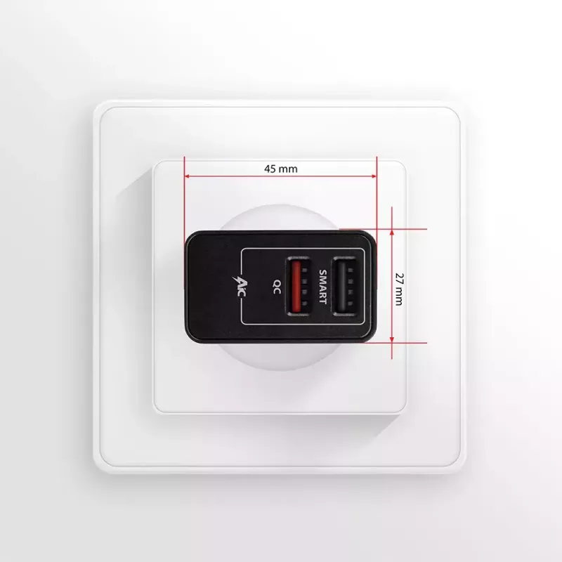 Cargador de pared Axagon ACU-QS24 QUICK and SMART, 2x conector USB QC3.0/AFC/FCP + 5V-1,2A, 24W