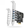 Tarjeta PCIe Axagon PCEU-43RS - 4 puertos USB 5 Gbps, alimentación dual, Renesas PD720201, SP y LP