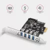 Tarjeta PCIe Axagon PCEU-43RS - 4 puertos USB 5 Gbps, alimentación dual, Renesas PD720201, SP y LP