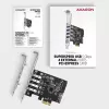Tarjeta PCIe Axagon PCEU-43RS - 4 puertos USB 5 Gbps, alimentación dual, Renesas PD720201, SP y LP