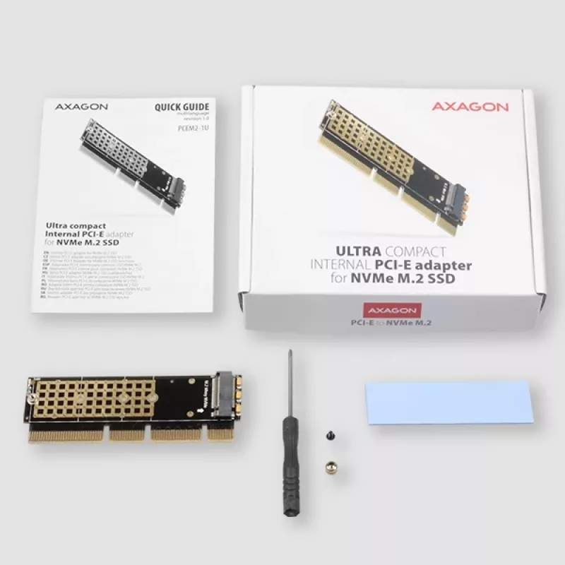 Axagon PCEM2-1U PCIe x16/x8/x4 - Adaptador de ranura M.2 NVMe M-Key 1U