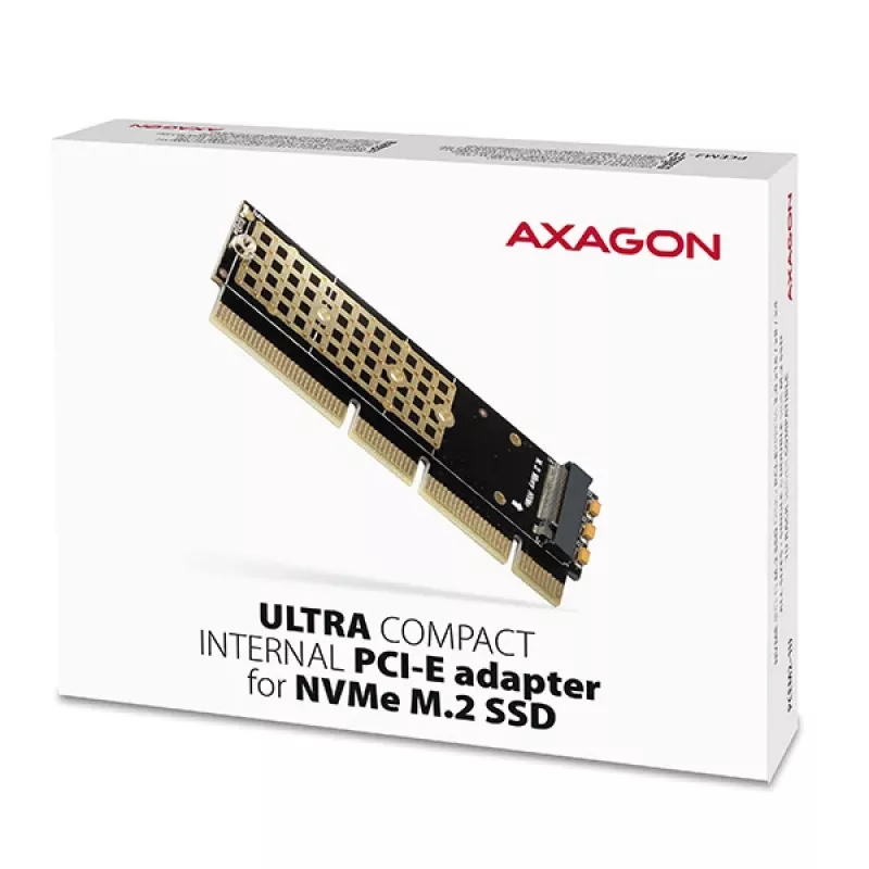 Axagon PCEM2-1U PCIe x16/x8/x4 - Adaptador de ranura M.2 NVMe M-Key 1U