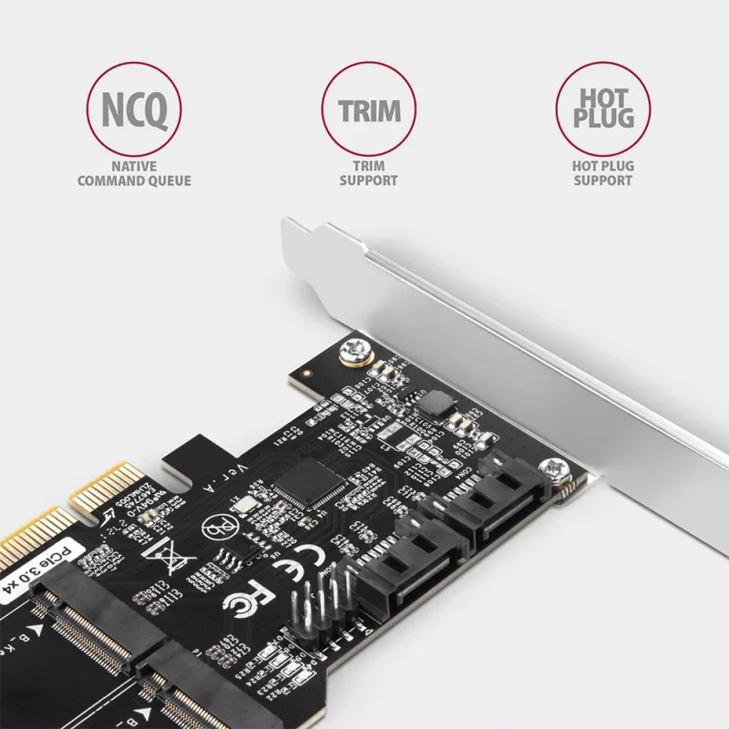 Axagon PCES-SA4M2 controlador PCIe 2 puertos SATA 6G internos + adaptador de tarjeta M.2 B-Key M.2, SATA
