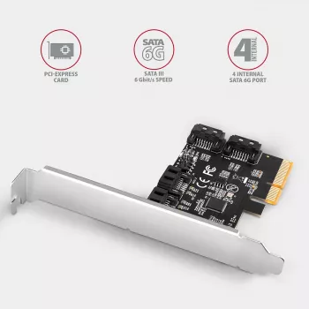 Controlador PCIe Axagon PCES-SA4X4 - 4 puertos SATA 6G internos, ASM1164, SP y LP