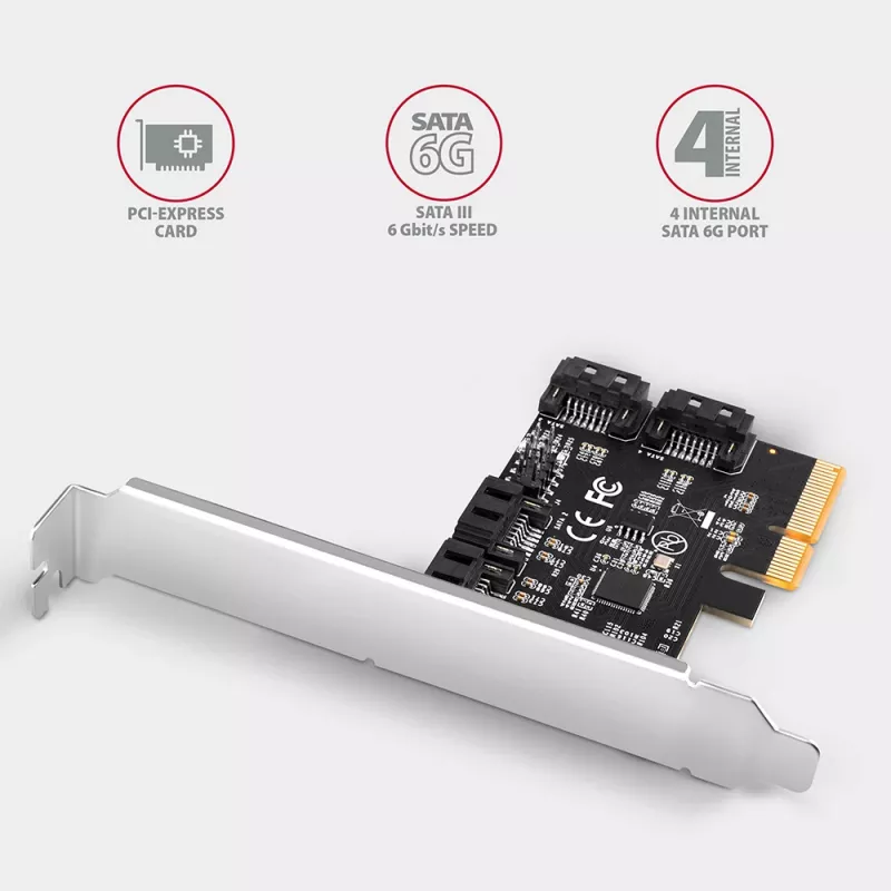 Controlador PCIe Axagon PCES-SA4X4 - 4 puertos SATA 6G internos, ASM1164, SP y LP