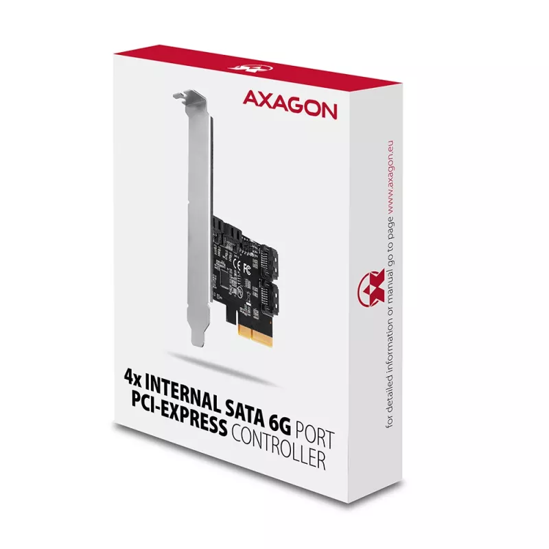 Controlador PCIe Axagon PCES-SA4X4 - 4 puertos SATA 6G internos, ASM1164, SP y LP